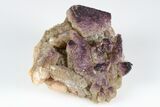 Calcite Crystal Cluster with Purple Fluorite (New Find) - China #177581-1